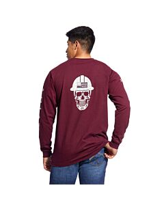 Ariat Men's FR Roughneck Red Skull Logo Shirt