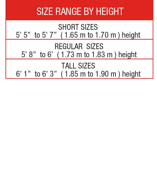 Choko Men's Pant/Bib Length Chart