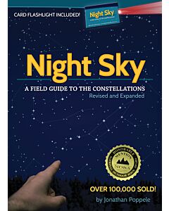 Image of the cover of the book Night Sky A Field Guide to the Constellations, Revised and Expanded by Jonathan Poppele with an illustration of constellations in the background.