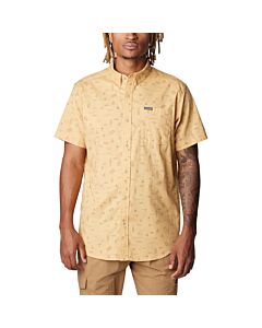 Columbia Men's Rapid Rivers Printed Short Sleeve Shirt, color: light camel