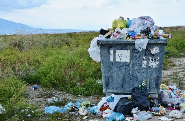 garbage overflowing in nature