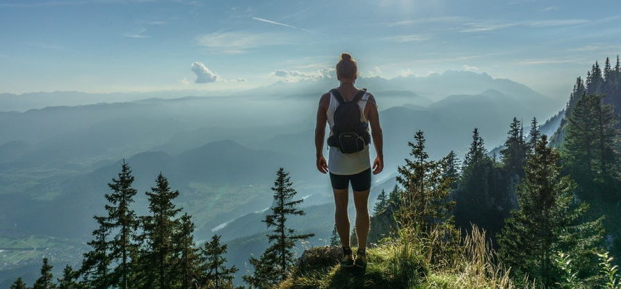 hiker on a high hill