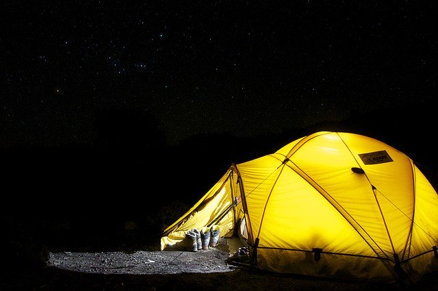 tent with light inside