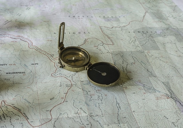 topographical map and compass