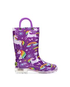 Western Chief Kids' Rainbow Unicorn Lighted Rain Boot